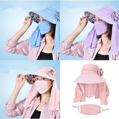  Lady UV Sun Protection Wide Brim Packable Visor Cap Hat W/Neck Flap Mask  eb-31385223